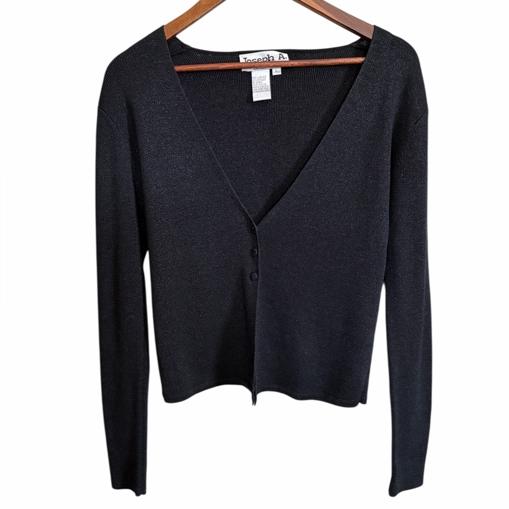 Joseph A Black Silk Metallic Sweater/Cardigan